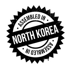 Assembled in North Korea rubber stamp. Grunge design with dust scratches. Effects can be easily removed for a clean, crisp look. Color is easily changed.