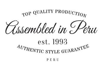 Assembled in Peru rubber stamp. Grunge design with dust scratches. Effects can be easily removed for a clean, crisp look. Color is easily changed.