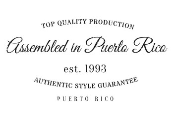 Assembled in Puerto Rico rubber stamp. Grunge design with dust scratches. Effects can be easily removed for a clean, crisp look. Color is easily changed.