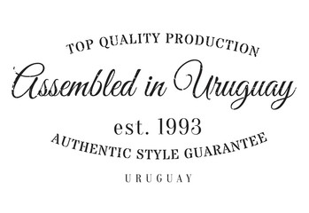 Assembled in Uruguay rubber stamp. Grunge design with dust scratches. Effects can be easily removed for a clean, crisp look. Color is easily changed.