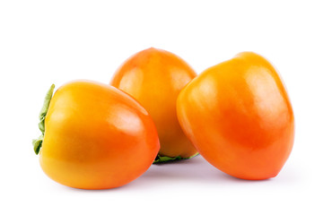 Persimmon fruit isolated on white background. Clipping path