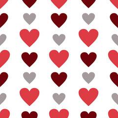 Seamless pattern with light and dark hearts. Background for Valentine's Day greetings cards and gifts papers. Vector illustration.