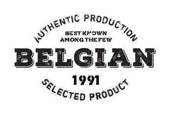 Authentic belgian product stamp. Grunge design with dust scratches. Effects can be easily removed for a clean, crisp look. Color is easily changed.