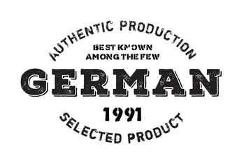 Authentic german product stamp. Grunge design with dust scratches. Effects can be easily removed for a clean, crisp look. Color is easily changed.