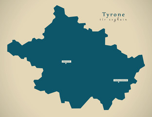 Modern Map - Tyrone UK Northern Ireland illustration