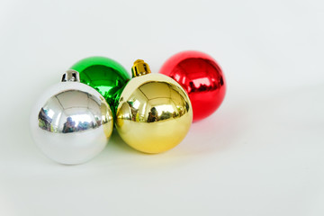 christmas balls on white background.