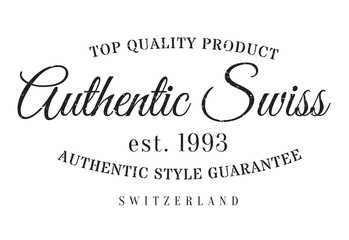 Authentic swiss product stamp. Grunge design with dust scratches. Effects can be easily removed for a clean, crisp look. Color is easily changed.