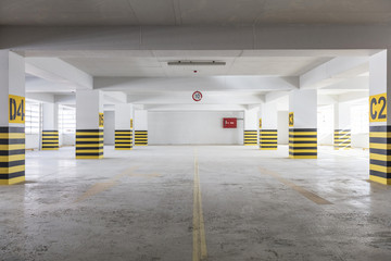 Empty underground parking garage