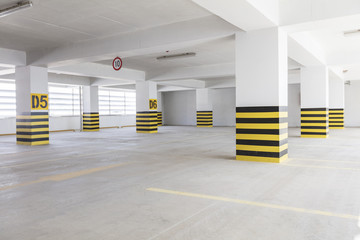 Empty underground parking garage