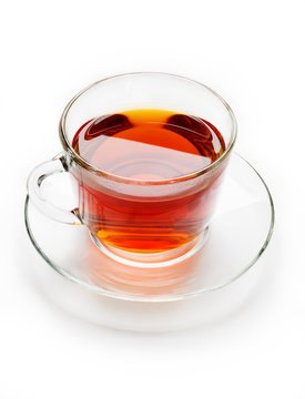 Isolated transparent cup of tea