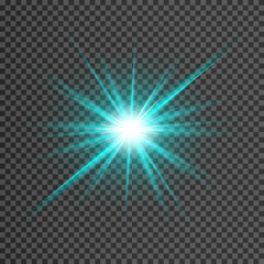 Transparent Glow light effect. Star burst with sparkles