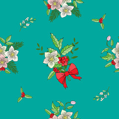 Seamless pattern with Christmas decoration