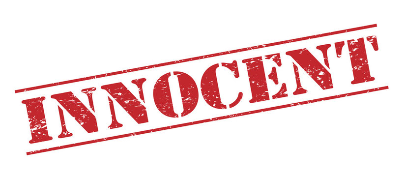 innocent red stamp on white background