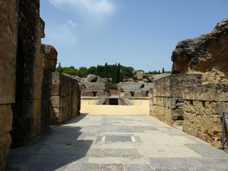 Fototapeta na wymiar Roman amphitheatre of Italica, Sevilla, Spain