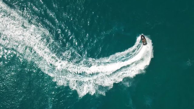 
Jet skiing in open waters - Aerial footage