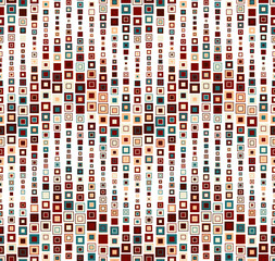 Fototapeta premium Geometric seamless pattern on a white background. Has the shape of a wave. It consists of colored squares. Useful as design element for texture, pattern and artistic composition.