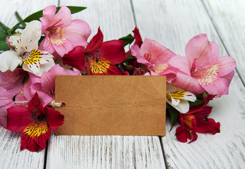 paper card with alstroemeria flowers