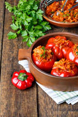 Sweet pepper stuffed with vegetables.