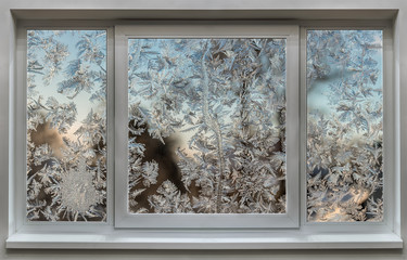 Bizarre frostwork on a frozen window