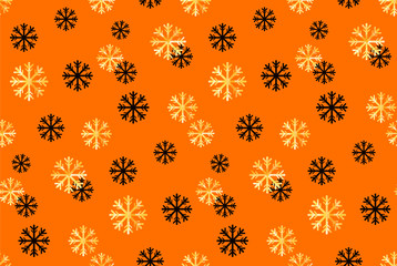 Seamless Christmas and New Year pattern.Vector abstract background with golden, black snowflakes.