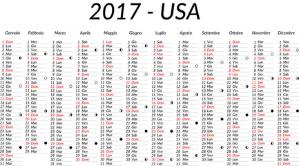 USA Vector Editable Calendar 2017