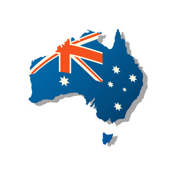 Australian flag in the shape of the contours of the country. Australia day