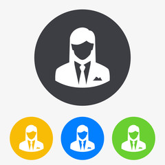 Icono plano silueta mujer de negocios en circulo varios colores