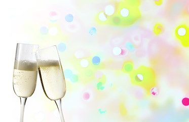 Spumante nei flute con luci colorate