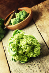 Green cauliflower, selective focus