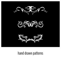 Set of three decorative floral elements of beautiful design Vector Illustration