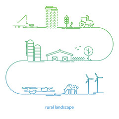 Vector illustration ecology farm infographic with icons thin lines style.