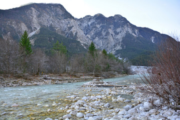 A winter landscape near Tolmezzo in Italy.
