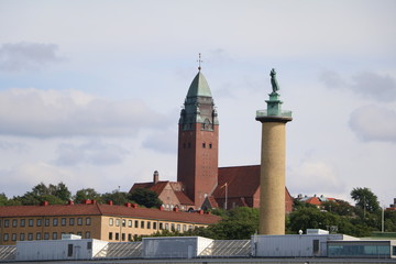 View to Church Masthuggskyrkan view from Göta canal in Gothenburg, Sweden Scandinavia 