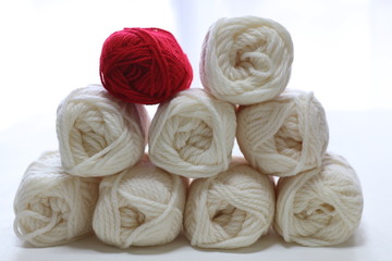 白い毛糸の編み物