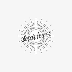 Fototapeta na wymiar Renewable energy labels with hand lettered text 'Solar power' is
