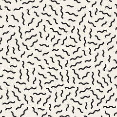 Vector Seamless Black And White Wavy Jumble Shapes Pattern