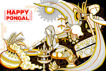 Happy Pongal greeting background © vectomart