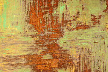 Green pained rusty metal background