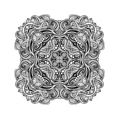 Vector hand drawn doodle mandala for coloring book. 