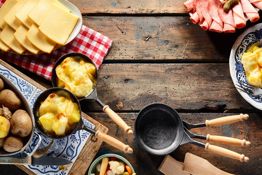 Traditional regional Swiss cuisine with raclette
