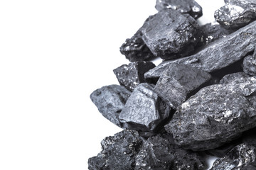 Natural wood charcoal Isolated on white