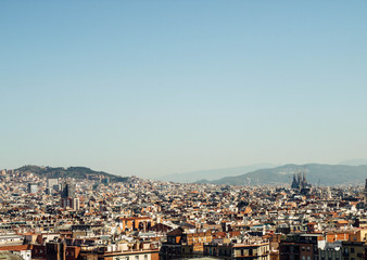 Fototapeta na wymiar barcelona skyline view from sunset to night