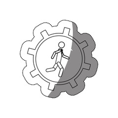 Gear and businessperson icon. Teamwork people corporate and workforce theme. Isolated design. Vector illustration