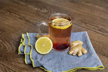 Herbal tea,lemon and ginger - Healthcare Concept.Selective focus
