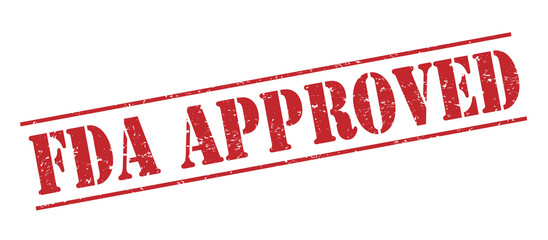 fda approved red stamp on white background