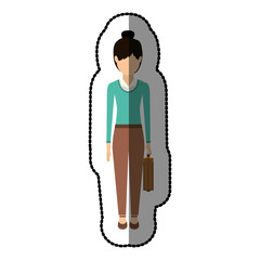 Woman with suitcase icon. Girl female avatar person people and human theme. Isolated design. Vector illustration