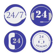 set of open around the clock, 24 hours a day and 7 days icon, eps10