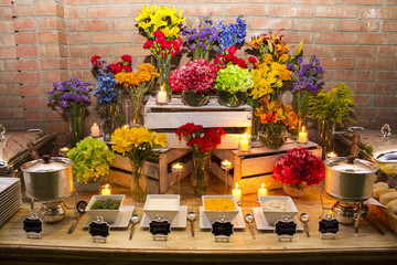 Wedding table, food and drinks 
