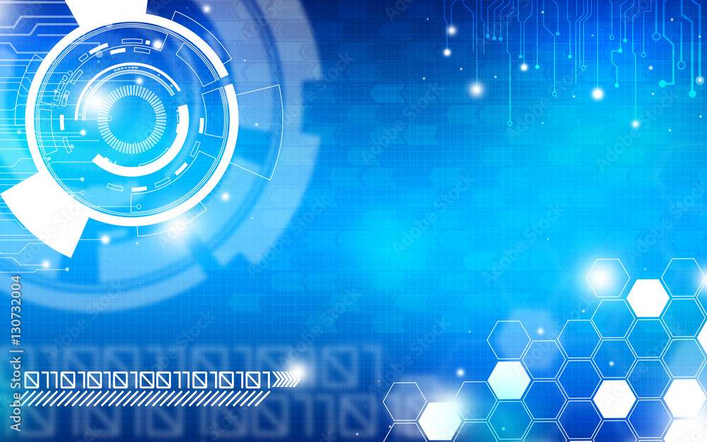 Wall mural blue technology background and abstract digital tech circle.copy space.