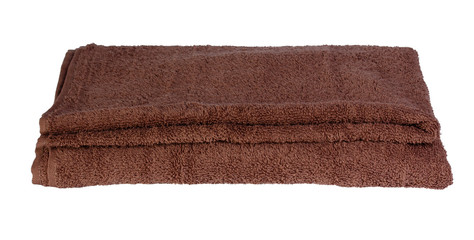 Fototapeta na wymiar Broun bath towel on white background.